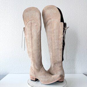 Lane LEXINGTON Over the Knee Womens Cowboy Boots 8.5 Latte Suede Western Cowgirl